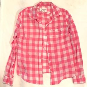 Aeropostale pink and white plaid button down